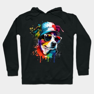 Colourful cool Jack Russell Terrier dog with sunglasses four Hoodie